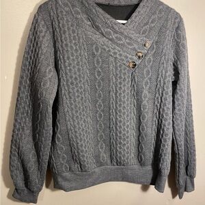 Gray Cable Knit Women's Sweater